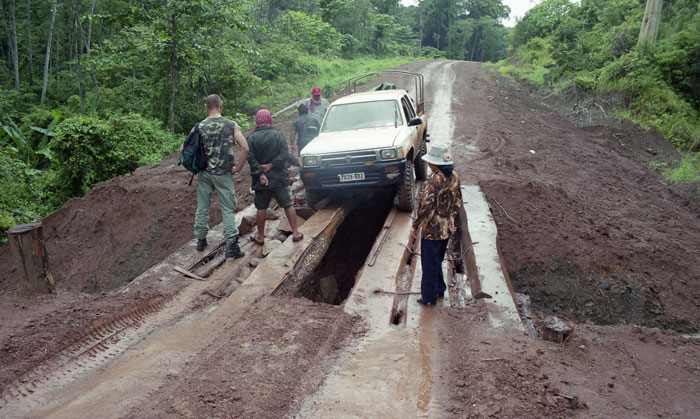 Crossing a bridge on the way to Mondulkiri.