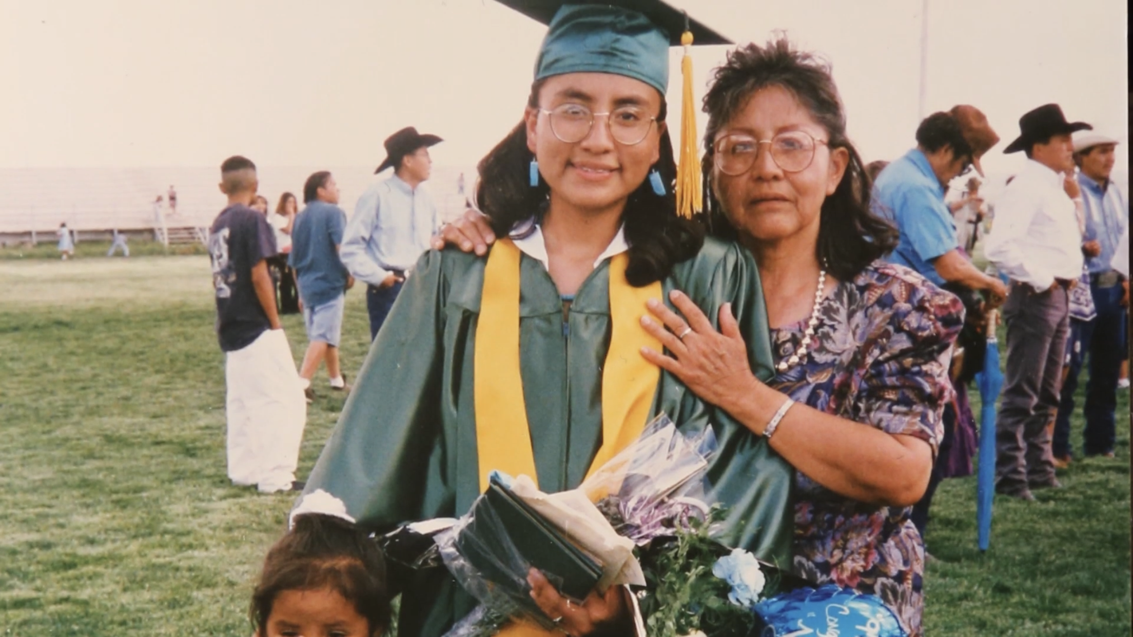 Wilhelmina Yazzie at graduation with her mother.